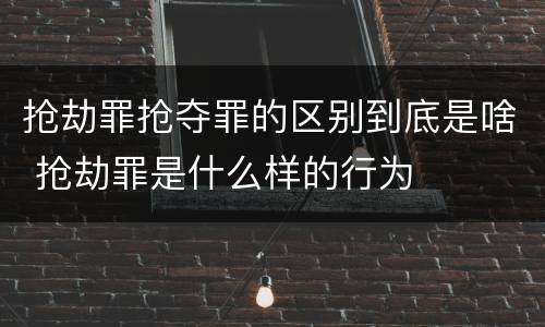 抢劫罪抢夺罪的区别到底是啥 抢劫罪是什么样的行为