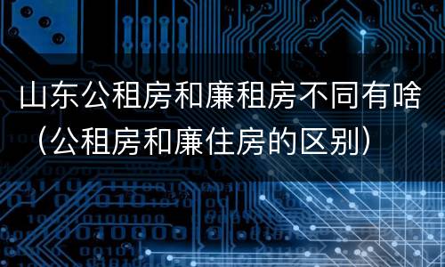 山东公租房和廉租房不同有啥（公租房和廉住房的区别）
