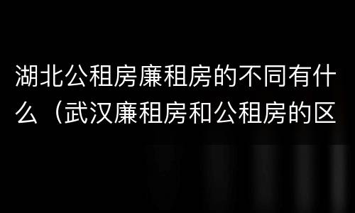 湖北公租房廉租房的不同有什么（武汉廉租房和公租房的区别）