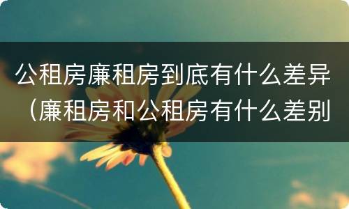 公租房廉租房到底有什么差异（廉租房和公租房有什么差别）