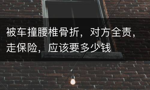 被车撞腰椎骨折，对方全责，走保险，应该要多少钱