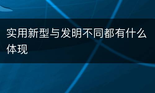 实用新型与发明不同都有什么体现