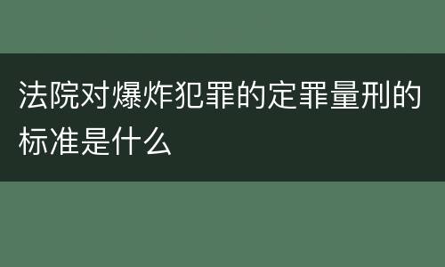 法院对爆炸犯罪的定罪量刑的标准是什么