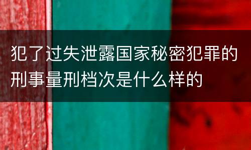 犯了过失泄露国家秘密犯罪的刑事量刑档次是什么样的