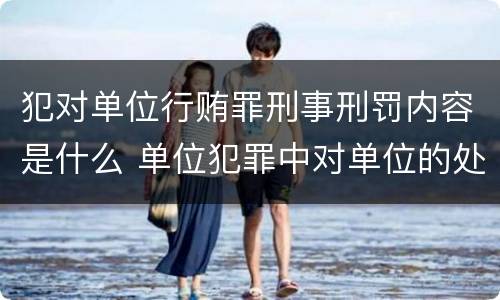 犯对单位行贿罪刑事刑罚内容是什么 单位犯罪中对单位的处罚有哪些