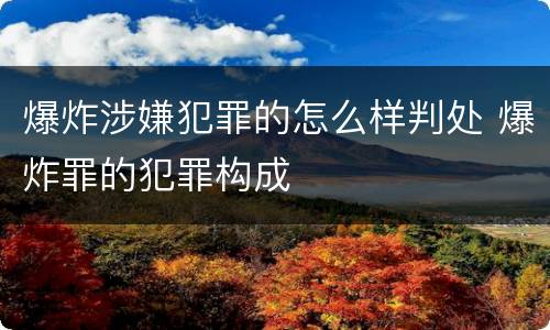 爆炸涉嫌犯罪的怎么样判处 爆炸罪的犯罪构成