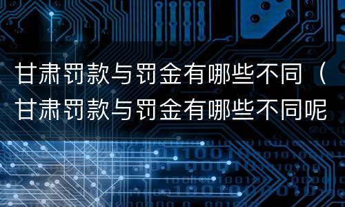 甘肃罚款与罚金有哪些不同（甘肃罚款与罚金有哪些不同呢）