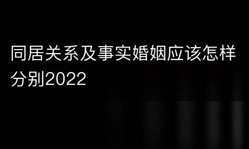 同居关系及事实婚姻应该怎样分别2022