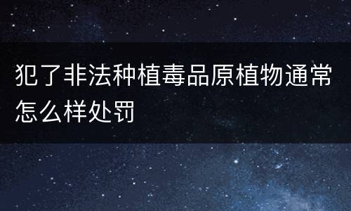 犯了非法种植毒品原植物通常怎么样处罚