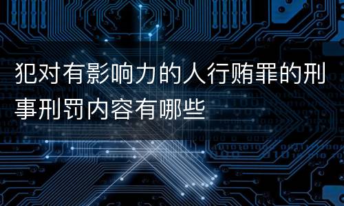 犯对有影响力的人行贿罪的刑事刑罚内容有哪些
