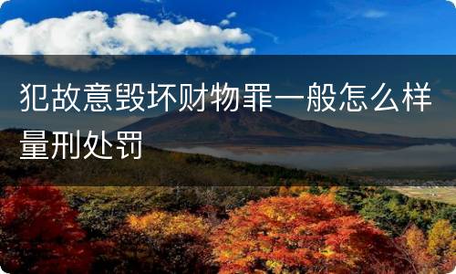 犯故意毁坏财物罪一般怎么样量刑处罚