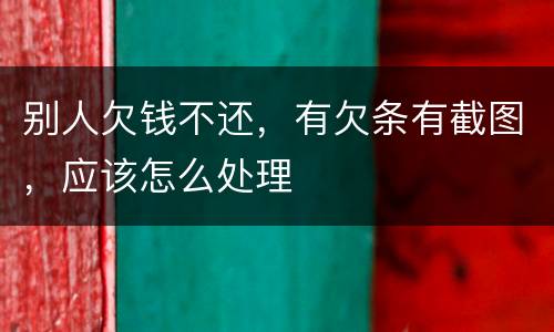 别人欠钱不还，有欠条有截图，应该怎么处理