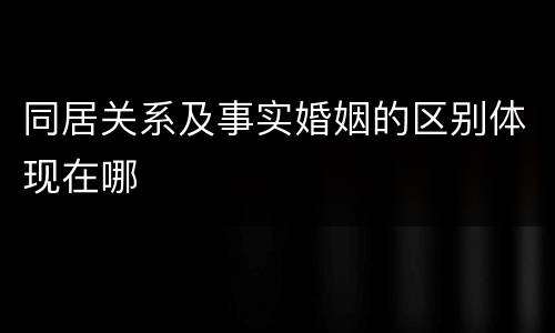 同居关系及事实婚姻的区别体现在哪