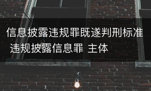 信息披露违规罪既遂判刑标准 违规披露信息罪 主体