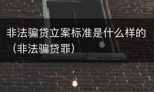 非法骗贷立案标准是什么样的（非法骗贷罪）