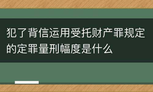 犯了背信运用受托财产罪规定的定罪量刑幅度是什么