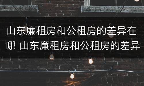 山东廉租房和公租房的差异在哪 山东廉租房和公租房的差异在哪儿