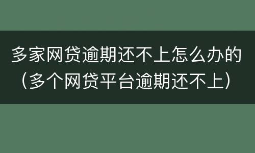 多家网贷逾期还不上怎么办的（多个网贷平台逾期还不上）