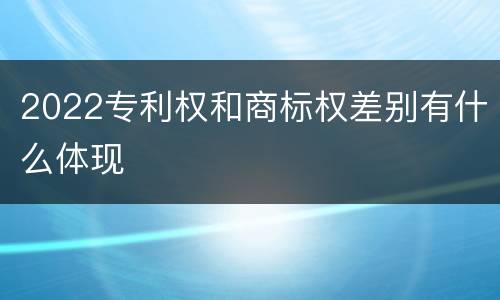 2022专利权和商标权差别有什么体现