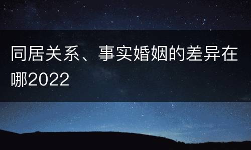 同居关系、事实婚姻的差异在哪2022