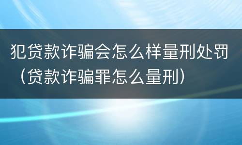 犯贷款诈骗会怎么样量刑处罚（贷款诈骗罪怎么量刑）