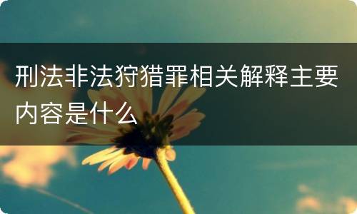 刑法非法狩猎罪相关解释主要内容是什么