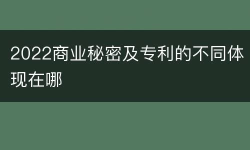 2022商业秘密及专利的不同体现在哪