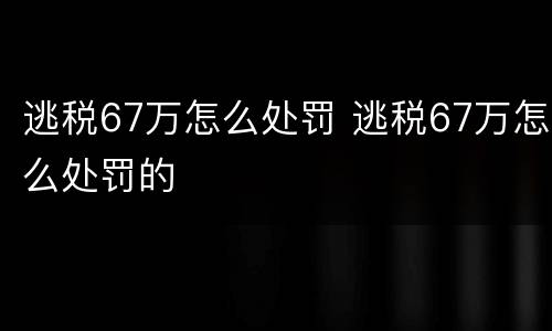 逃税67万怎么处罚 逃税67万怎么处罚的