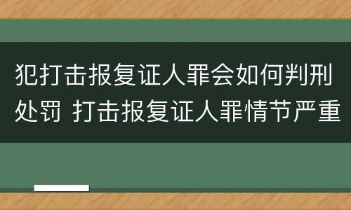 犯打击报复证人罪会如何判刑处罚 打击报复证人罪情节严重