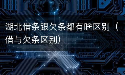 湖北借条跟欠条都有啥区别（借与欠条区别）