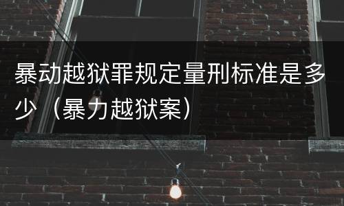 暴动越狱罪规定量刑标准是多少（暴力越狱案）