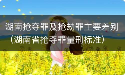 湖南抢夺罪及抢劫罪主要差别（湖南省抢夺罪量刑标准）