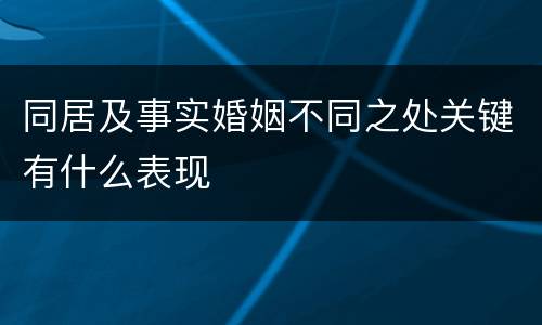 同居及事实婚姻不同之处关键有什么表现