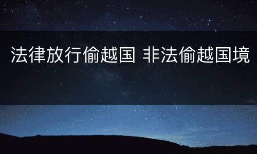 法律放行偷越国 非法偷越国境