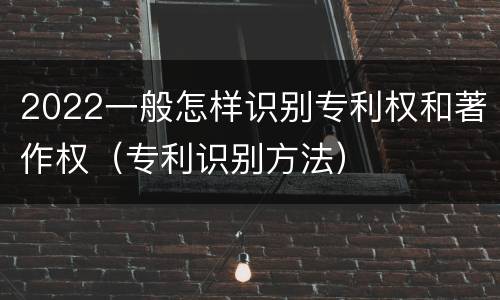2022一般怎样识别专利权和著作权（专利识别方法）