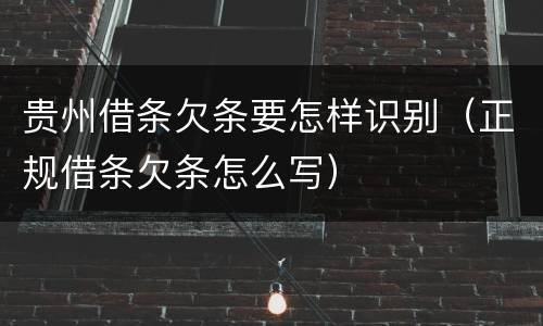 贵州借条欠条要怎样识别（正规借条欠条怎么写）