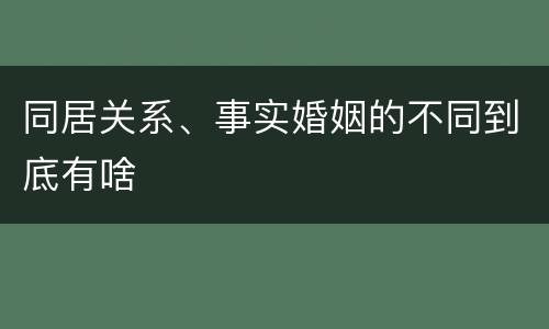 同居关系、事实婚姻的不同到底有啥