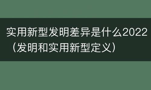 实用新型发明差异是什么2022（发明和实用新型定义）