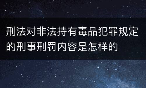 刑法对非法持有毒品犯罪规定的刑事刑罚内容是怎样的