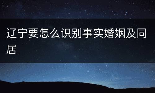 辽宁要怎么识别事实婚姻及同居