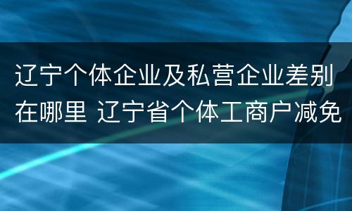 辽宁个体企业及私营企业差别在哪里 辽宁省个体工商户减免政策