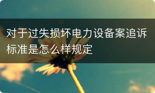 对于过失损坏电力设备案追诉标准是怎么样规定