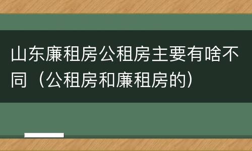 山东廉租房公租房主要有啥不同（公租房和廉租房的）