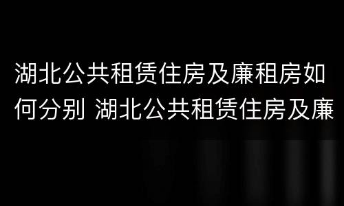 湖北公共租赁住房及廉租房如何分别 湖北公共租赁住房及廉租房如何分别认定