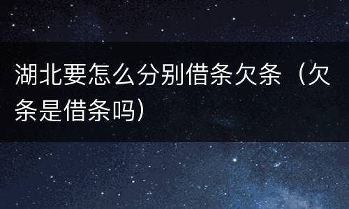 湖北要怎么分别借条欠条（欠条是借条吗）