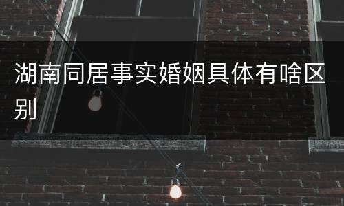 湖南同居事实婚姻具体有啥区别
