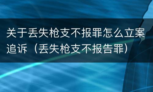 关于丢失枪支不报罪怎么立案追诉（丢失枪支不报告罪）