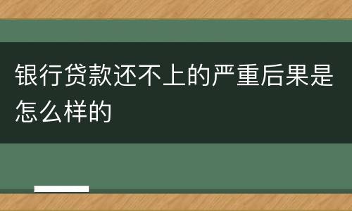 银行贷款还不上的严重后果是怎么样的
