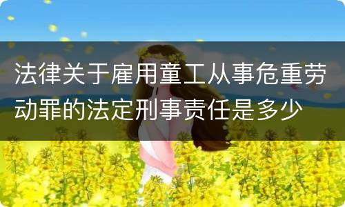 法律关于雇用童工从事危重劳动罪的法定刑事责任是多少