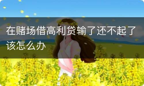 在赌场借高利贷输了还不起了该怎么办